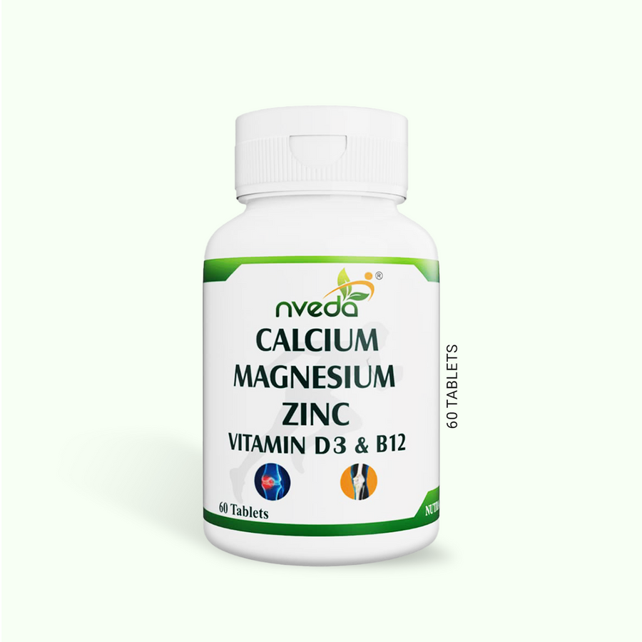 Nveda Calcium, Magnesium, Zinc, Vit D3, K2 and B12 Tablets - 60 Tablets