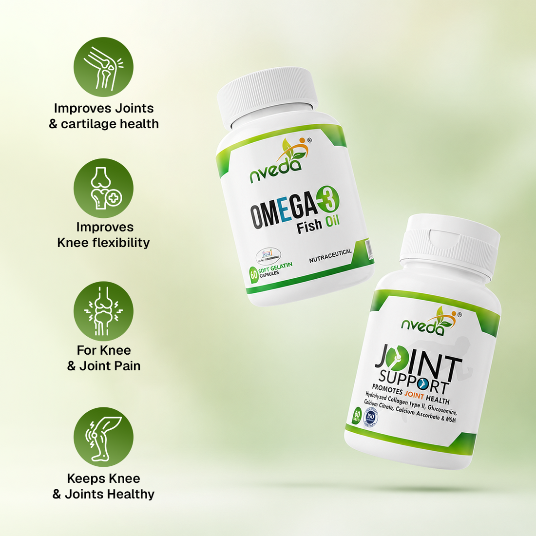 Nveda Omega-3 Fish Oil softgels with EPA and DHA for heart brain and joint health support