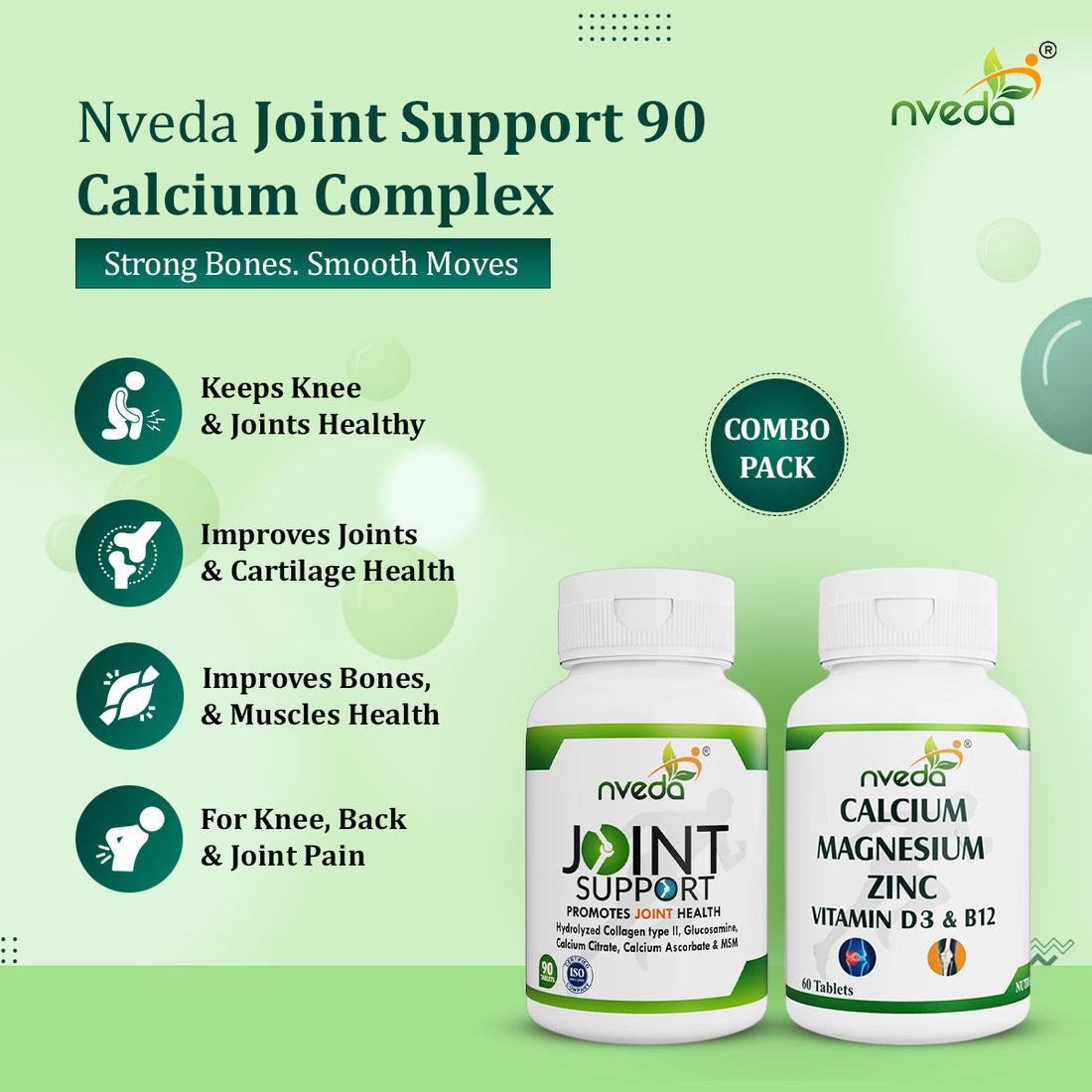 Nveda Joint Support 90 & Calcium - Complex Combo Pack