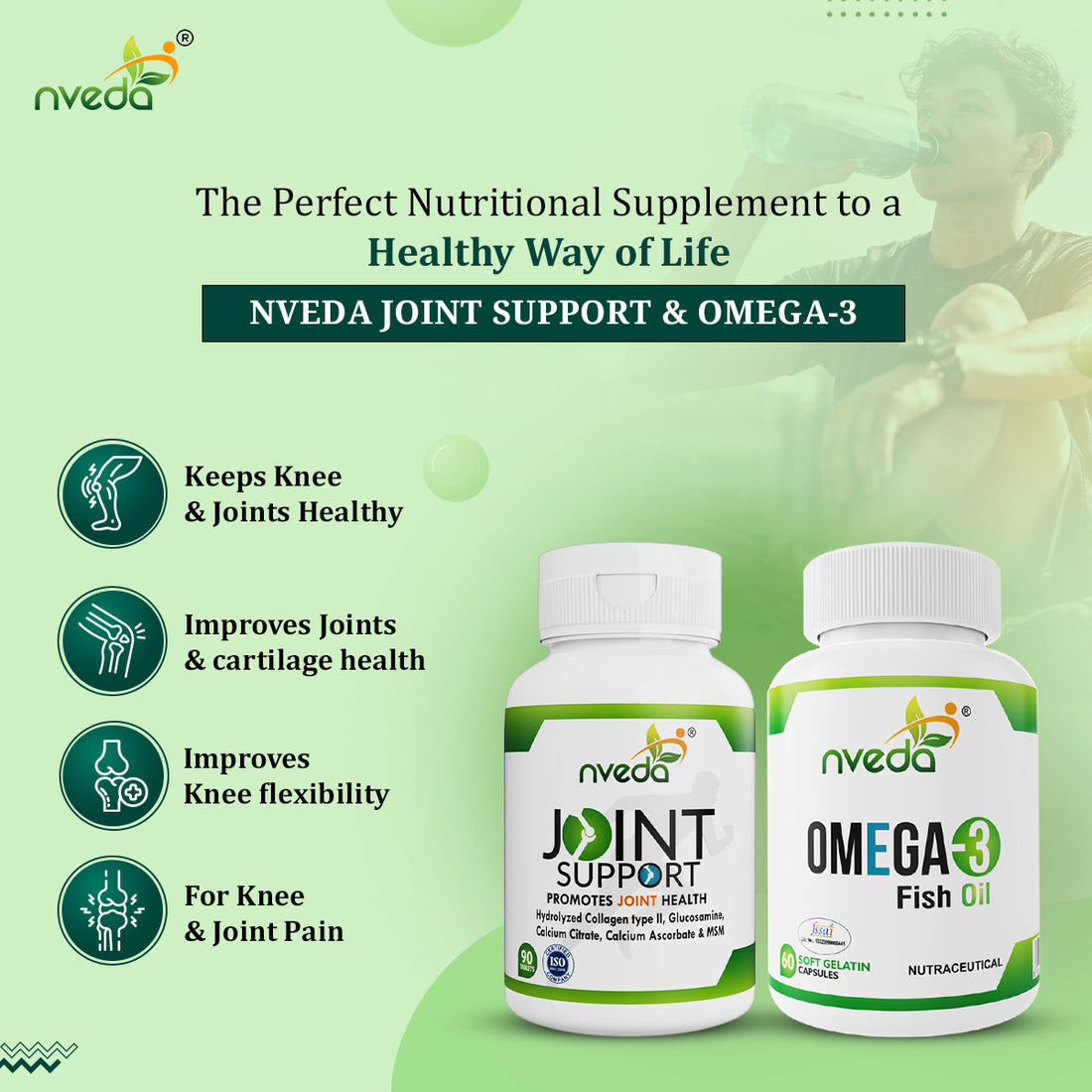 Nveda Joint Support 90 & Omega 3 Fish Oil - Combo Pack