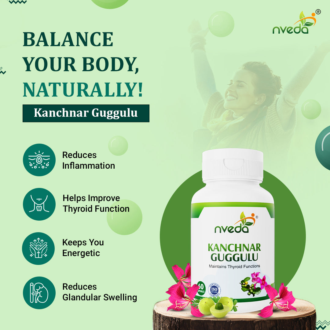 Nveda Kanchnar Guggulu for Thyroid Support - 60 Capsules