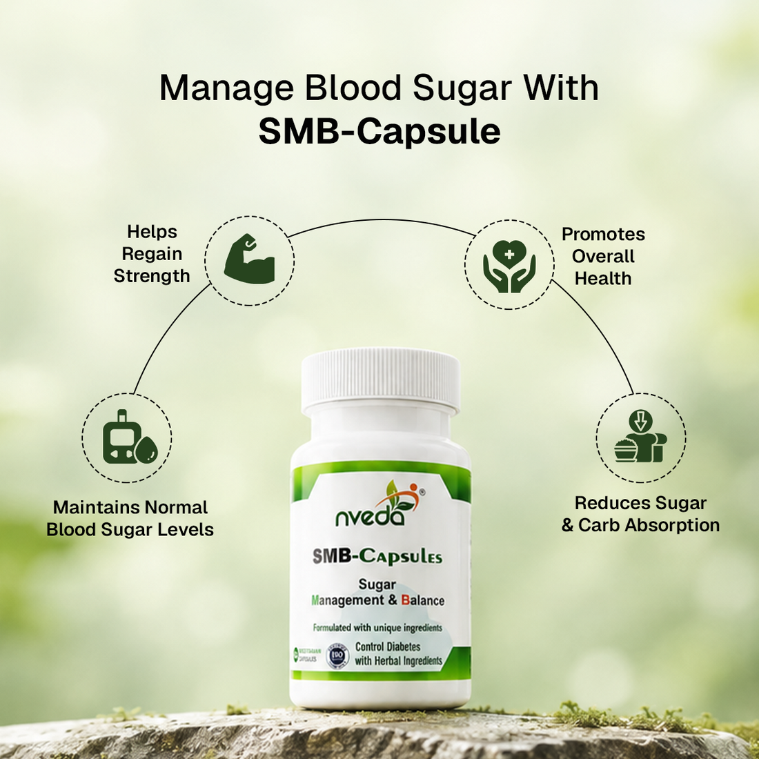 Nveda SMB capsules for sugar management and healthy blood sugar balance support