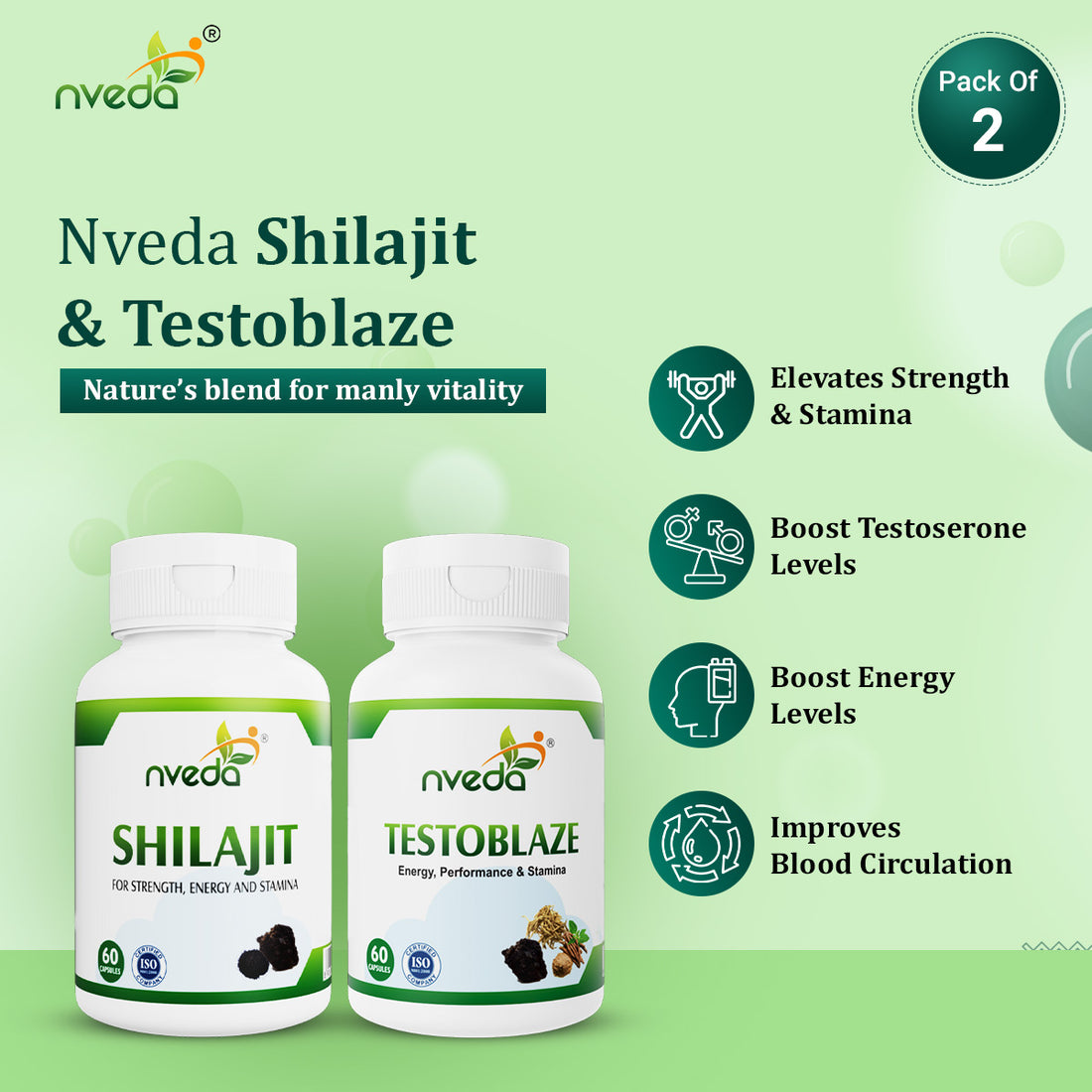Nveda Testoblaze and Shilajit - Combo Pack