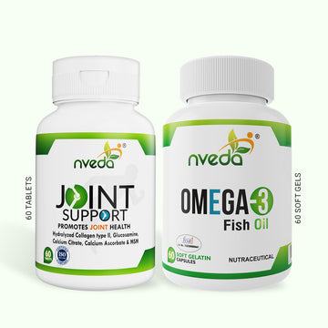 Nveda Combo Pack of Omega 3 Fish Oil - 60 Soft Gels & Joint Support for Keeping Joints Healthy for Men & Women - 60 Tablets