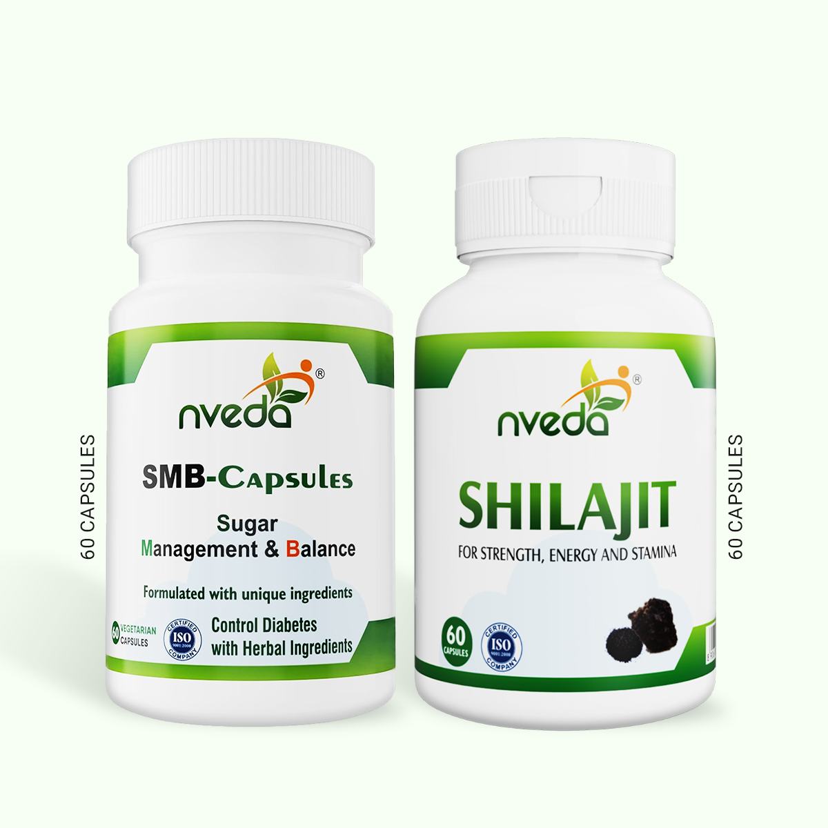 Nveda SMB Capsules for Sugar Management and Shilajit - Combo Pack