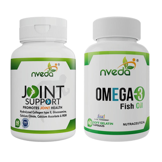 Nveda Combo Pack of Omega 3 Fish Oil 60 Capsules & Joint Support for Keeping Joints Healthy for Men & Women 60 Tablets